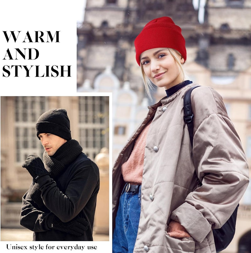 lucdnc Beanies for Men Women 2 Pack Fall Winter Men's Hats Unisex Warm Knit Skullies Beanies Soft Ski Caps - Image 4